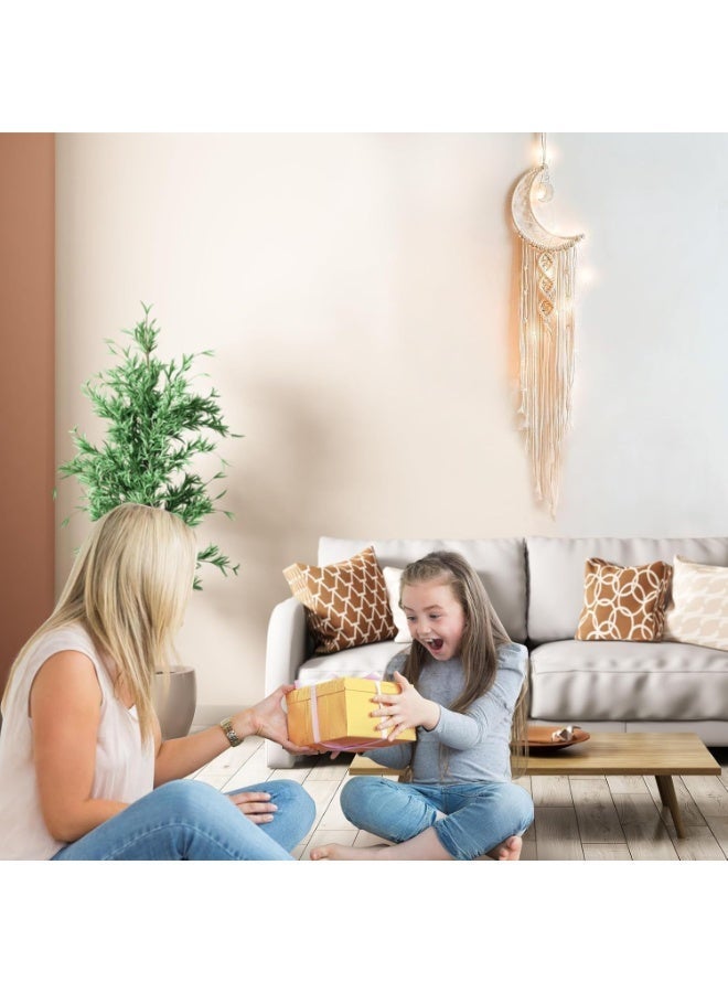 المنسوجة الجدار المعلق، الكريك الهلال القمر نجمة الحلم القابض مع الطويل Tassel- القطن الأبيض اليدوي البوهيمية ديكور المنزل ديكور الفن الحرفية للأطفال غرفة النوم غرفة النوم - Image 4